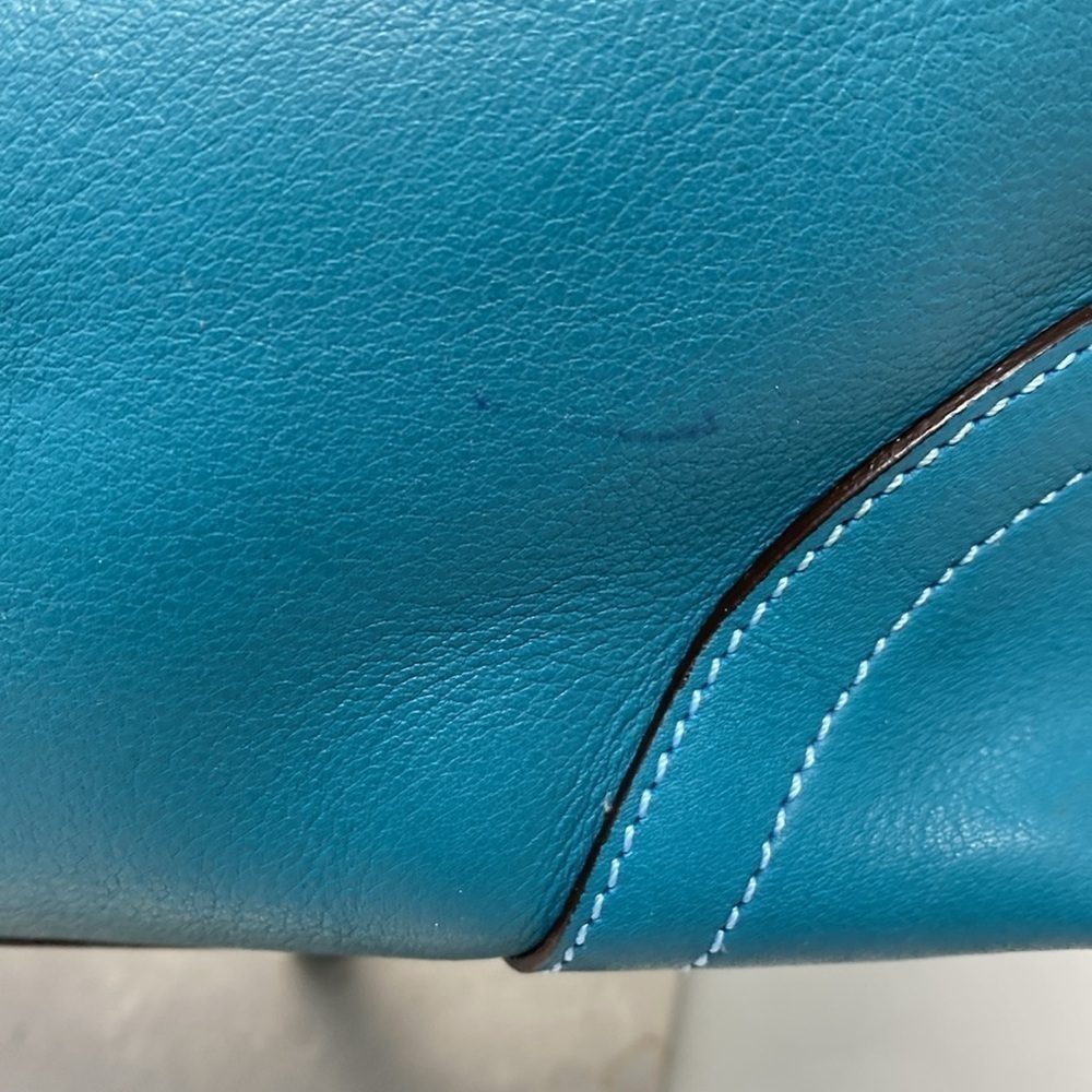 Vintage Y2K Coach Signature East West Demi Baguette Bag RARE Teal Blue color - Picture 4 of 16